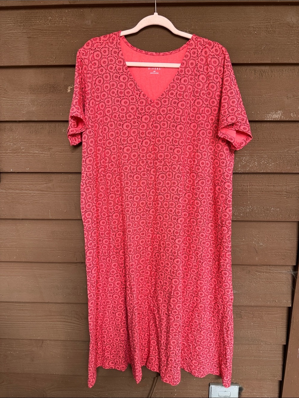 Joan Rivers Coral Pink Floral V-Neck Dress size 2XP